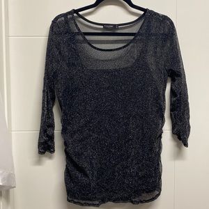 REITMANS SIGNATURE - black glitter sheer with tank - 3/4 sleeve - XL